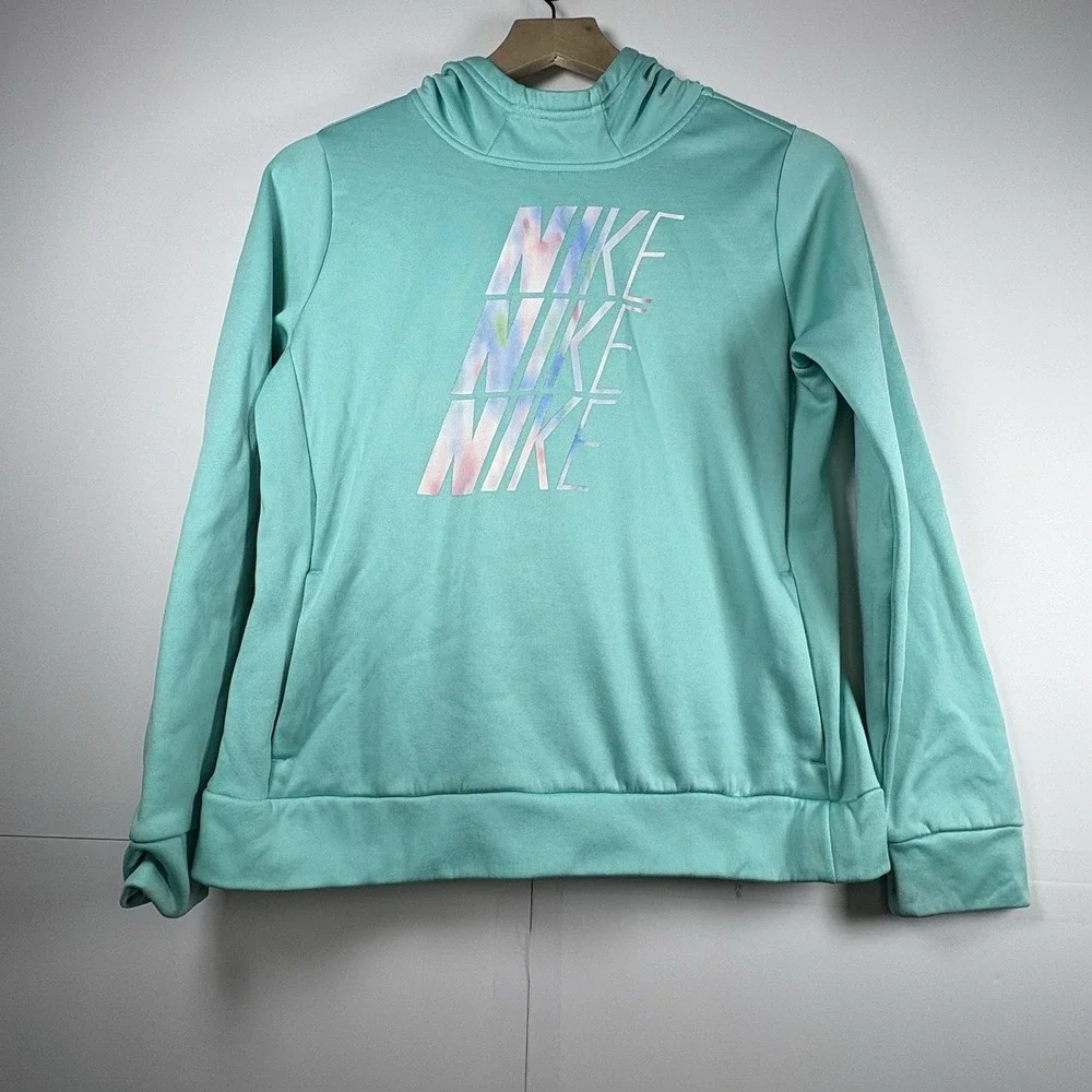 Nike Youth Hoodie XLarge Teal Therma Dri‎ Fit Pullover Hooded Kangaroo Pocket